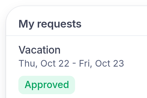 Hannah's approved vacation on her phone