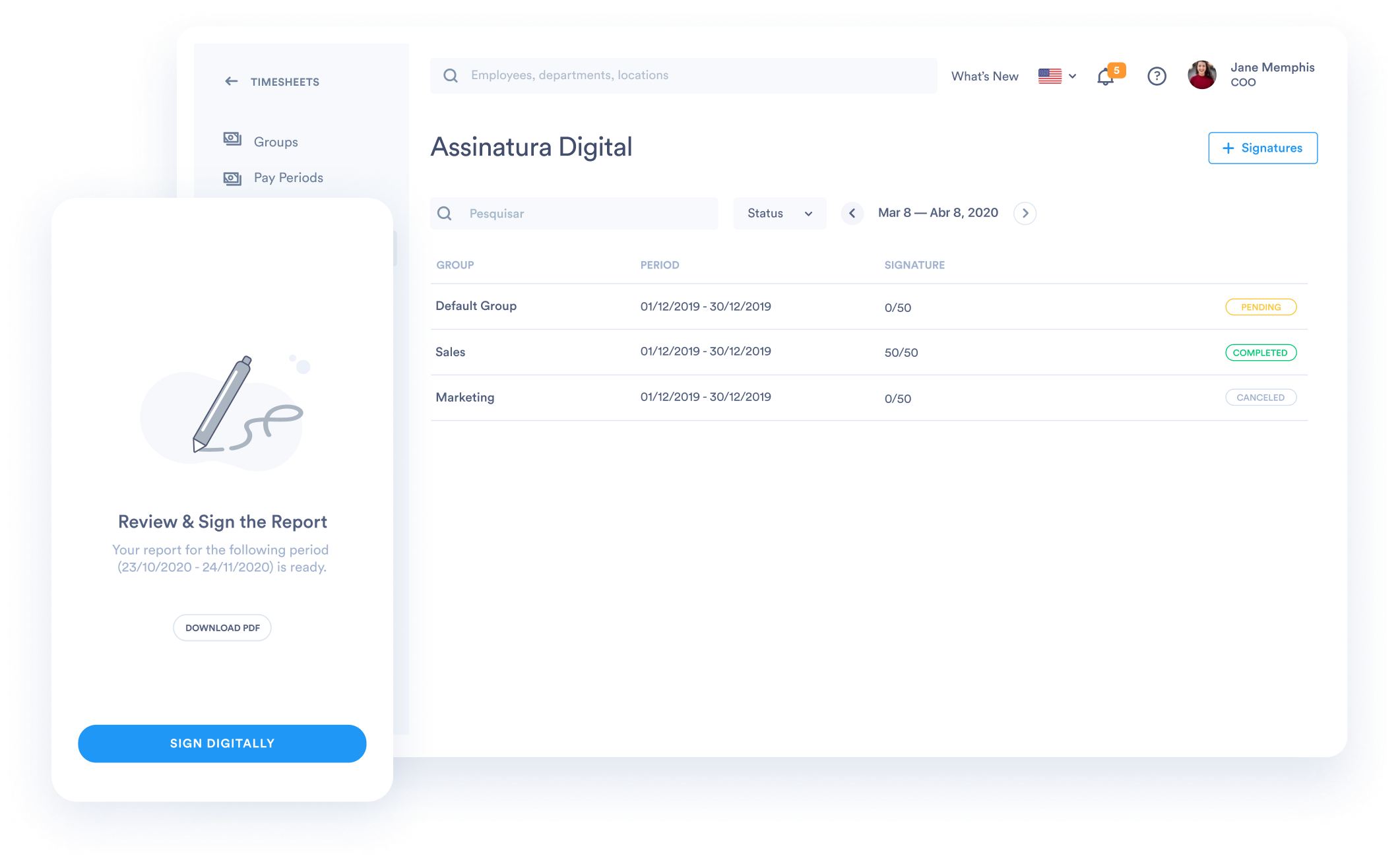 Digital Signatures for Timesheets