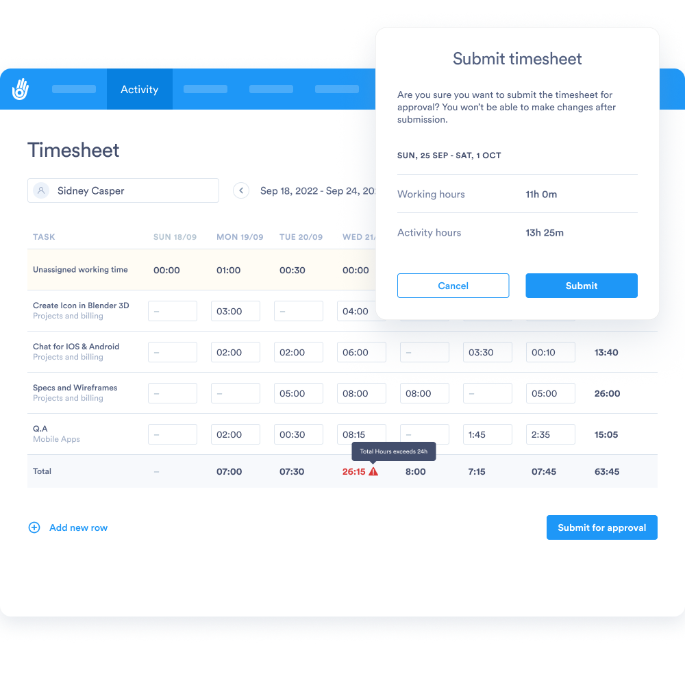 Timesheet approval